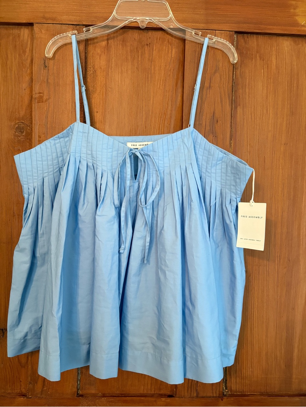 NWT Free Assembly Sky Blue Pleated Mini Top Large L